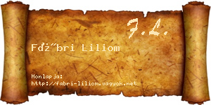 Fábri Liliom névjegykártya